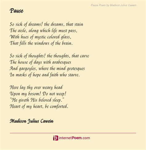 Pause Poem By Madison Julius Cawein