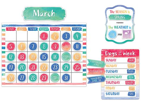 Watercolor Calendar Bulletin Board Set At Lakeshore Learning