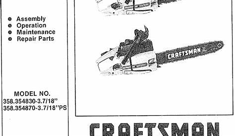 Craftsman 358354830 User Manual 3.7/18 INCH PS CHAIN SAWS Manuals And
