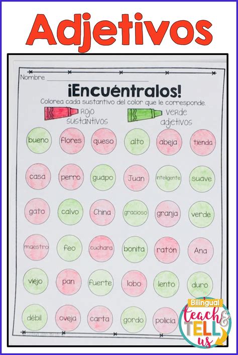 Ficha De El Adjetivo Para Primaria Spanish Classroom Activities Images