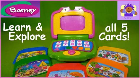 2002 Mattel Barney Learning Fun Interactive Laptop Toy With 5 Cards