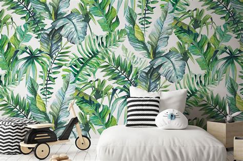 Tropical Leaf Removable Wallpaper Peel and Stick Forest | Etsy in 2020 | Removable wallpaper ...
