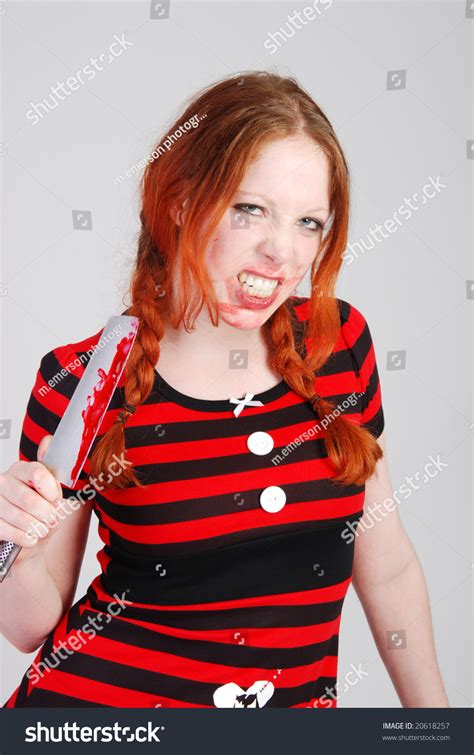 Crazy Girl Knife Stock Photo 20618257 Shutterstock