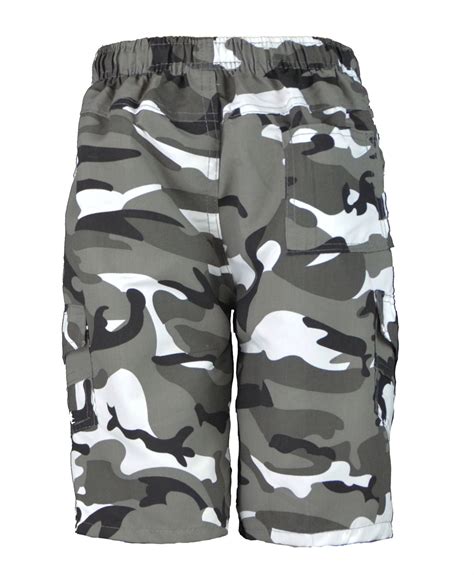 Kids Plain And Camouflage Multipocket Shorts Boys Army Print Cargo Combat