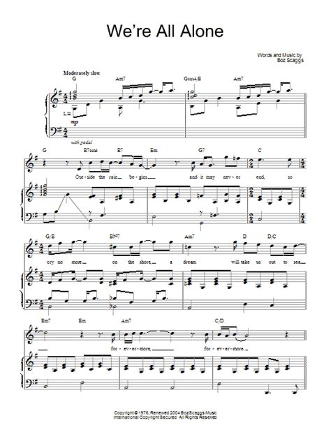 Were All Alone Sheet Music By Boz Scaggs Piano Vocal And Guitar Right