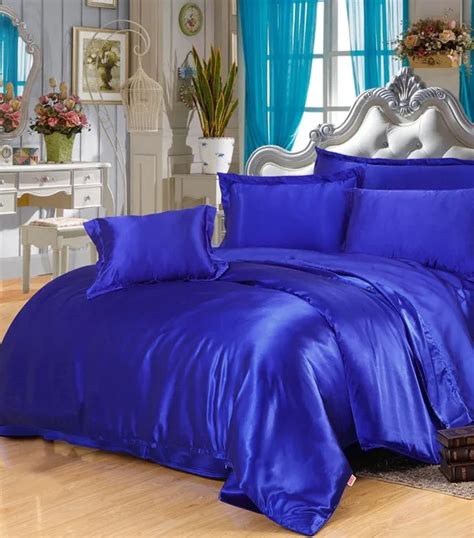 Silk Comforter Sets Royal Blue Satin Bedding Set Sheets Duvet Cover