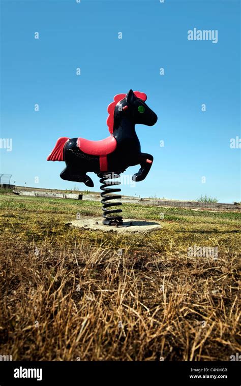 Toy Horse In Playground Saskatchewan Stock Photo Alamy