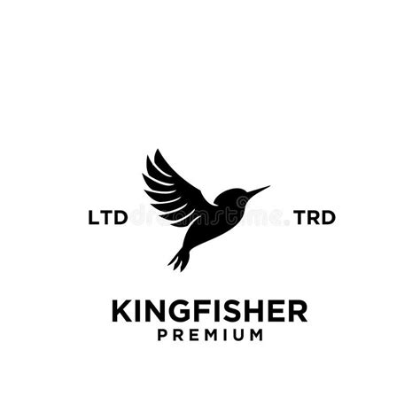 Flying Simple Kingfisher Black Logo Vector Design Stock Vector