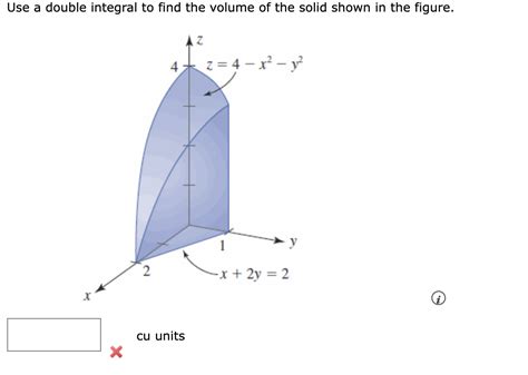 Solved Use A Double Integral To Find The Volume Of The Solid