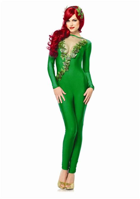 Sexy Batman Poison Ivy Girl Green Jumpsuit Outfit Adult Halloween