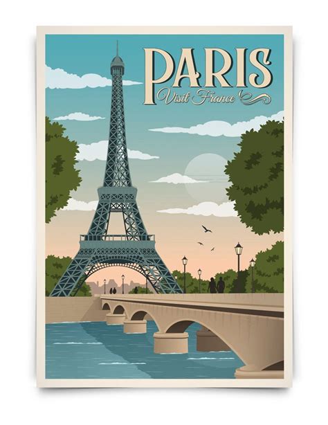 Paris Travel Poster Eiffel Tower Travel Poster France Travel Poster