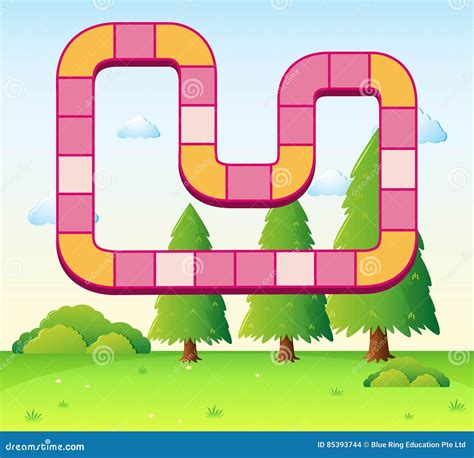 Boardgame Template With Park Background Stock Vector Illustration Of