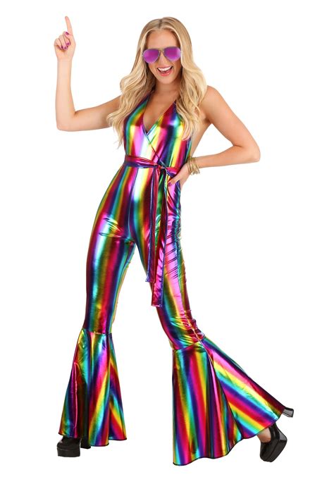 Rainbow Rave Disco Womens Costume