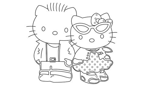 Let's go with hello kitty and her friends to do some sports or let's go on a picnic. Hello Kitty Coloring Pages