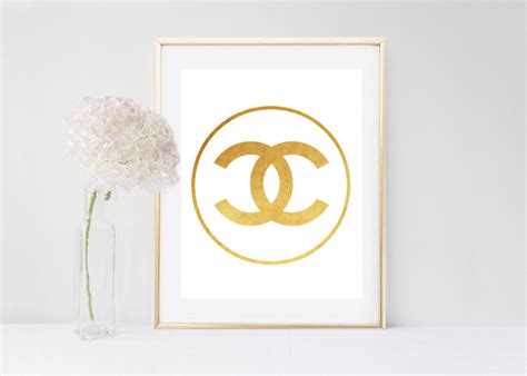 Gold Chanel Logo Coco Chanel Art Gold Print Printable Art Coco
