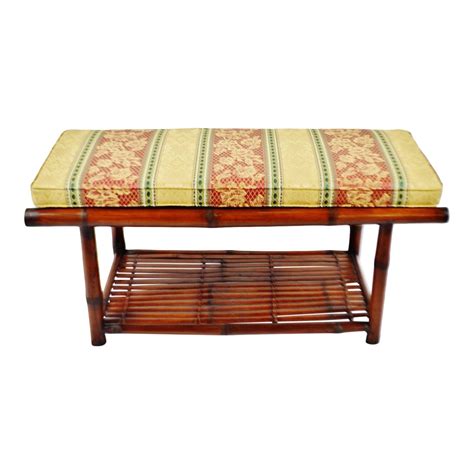 Vintage Bamboo And Rattan Hall Bench With Cushion Chairish