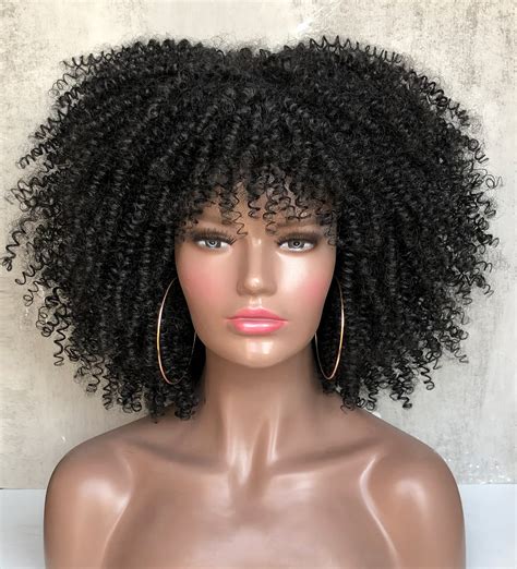 fave short curly afro wig kinky wigs for black women kinky curly hair wig middle part or side