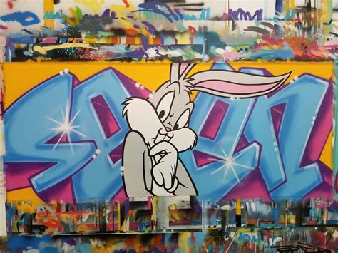 Graffiti Artist Seen Bugs Bunny Aerosol On Canvas Dirtypilot