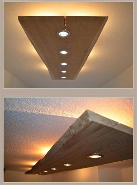 Two Different Angles Of A Ceiling With Lights On It And The Same Light