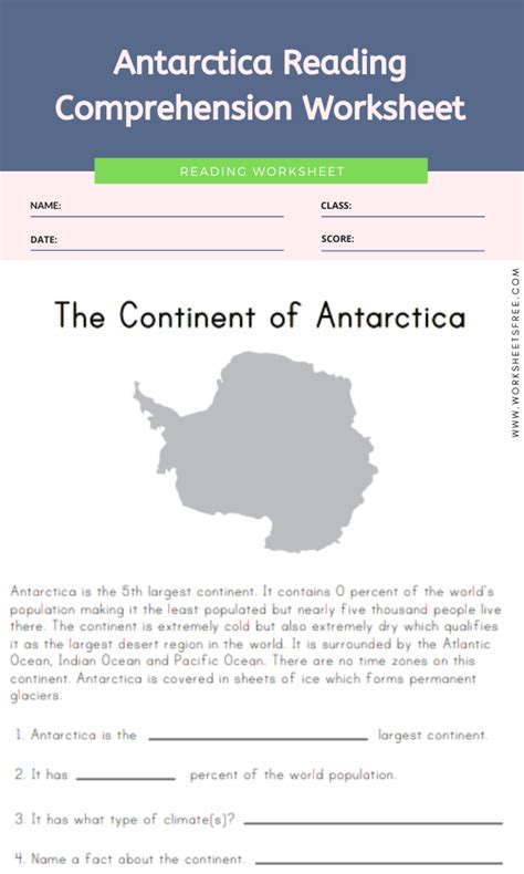 Antarctica Reading Comprehension Worksheet Worksheets Free