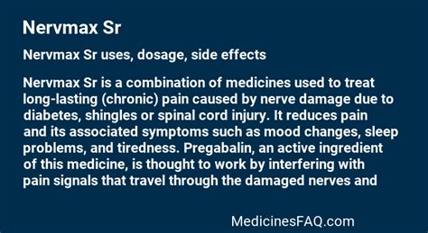 Nervmax Sr Uses Dosage Side Effects Faq Medicinesfaq