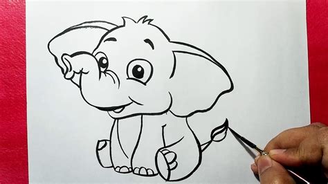 How To Draw A Cute Elephant Easy Elephant Drawing Yzarts Youtube