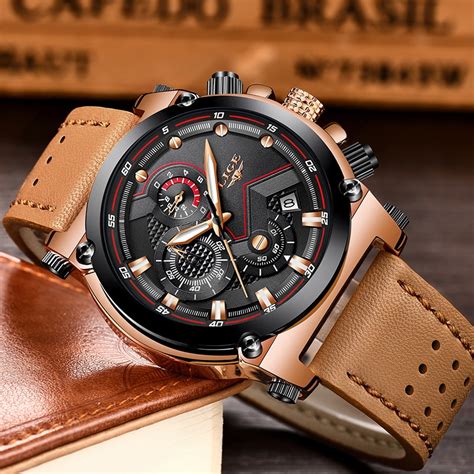 LG54K LIGE 9856 Genuine Leather Band Chronograph Watch for Men - RetailBD