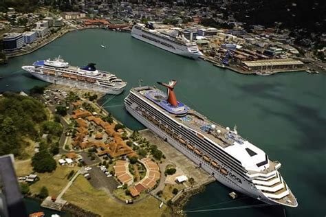 Cruise Ships Docking At Castries Habour Saint Lucia Castries St