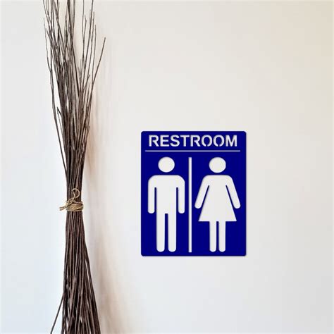 Metal Restroom Sign Restroom Door Sign Restroom Decor Etsy Uk
