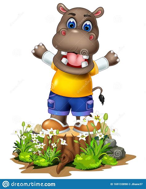 Funny Brown Hippopotamus Cartoon Stock Illustration Illustration Of