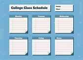 College Class Schedule Blank