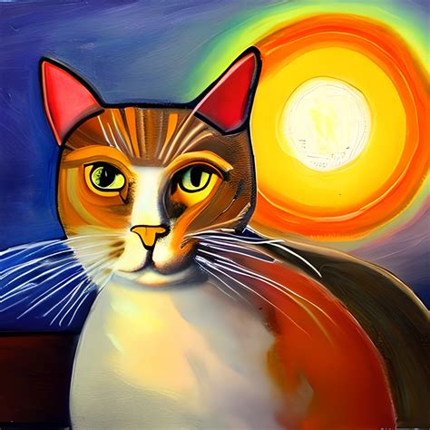 Abstract Cat Portrait Painting Art Free Stock Photo Public Domain