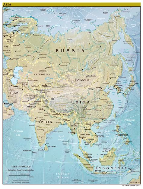Asia Large Detailed Political Map With Relief All Capitals And Major