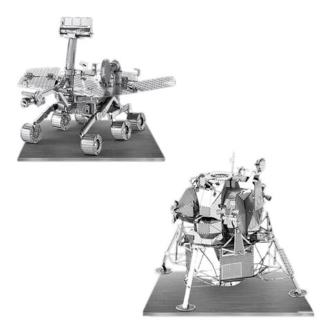 Set Of 2 Metal Earth Apollo Lunar Module And Mars Rover 3d Laser Cut