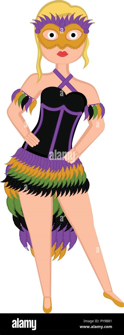 Girl With A Mardi Gras Costume Stock Vector Image And Art Alamy