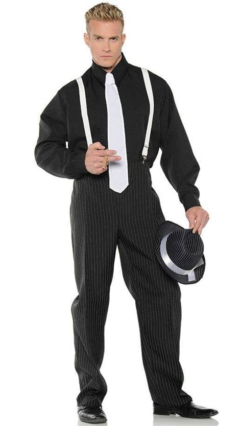 Pinstripe Mens 1920s Gangster Suit Roaring 20s Gangster Costume
