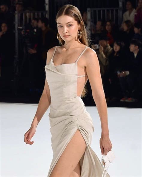 Gigi Hadid Cream Jacquemus Backless Dress Ramp Walk Paris On Sassy Daily Modestil Gigi