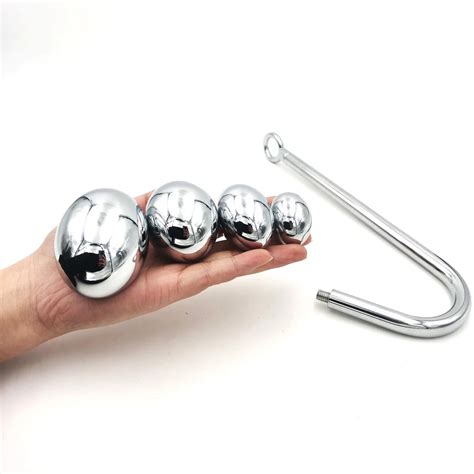 Stainless Steel Anal Dilator Butt Plug Sex Toys For Men Women Anus Hook Rreplaceable Ball Metal