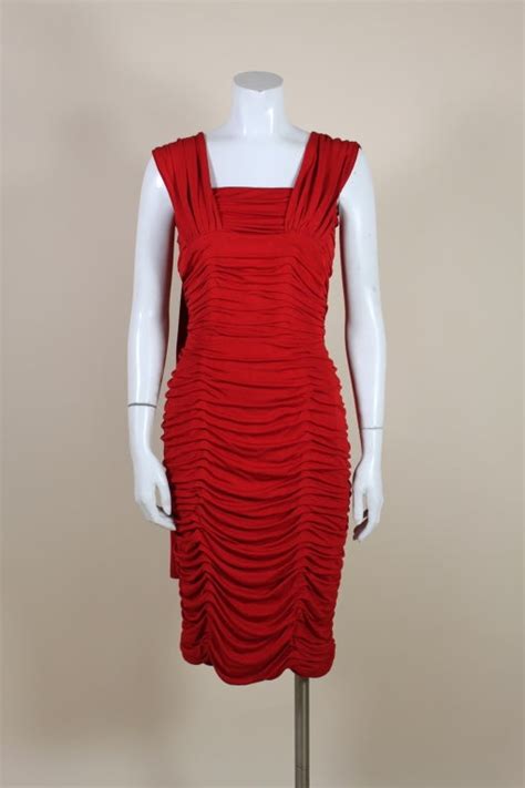 1960s Lipstick Red Ruched Jersey Cocktail Dress At 1stdibs