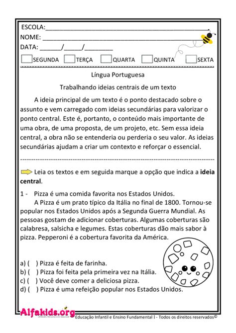Interpretação Texto Atividades De Portugues 5 Ano Texto Exemplo