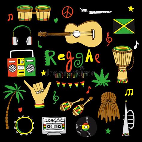 Vector Reggae Music Set Stock Illustration Illustration Of Rastaman