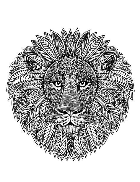 Clip arts related to : Lion head as mandala - M&alas Adult Coloring Pages
