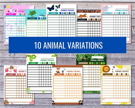 Animal Chore Chart For Kids Reward Chart Kids Printables Etsy België
