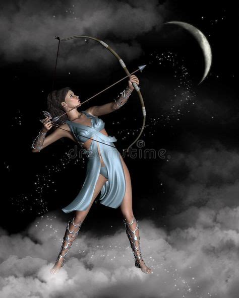 Diana Artemis The Huntress With Crescent Moon 3d Digital Render Of