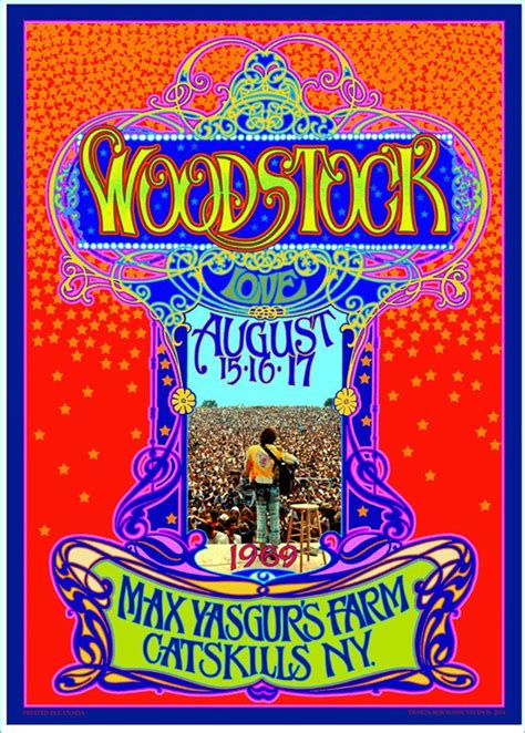 Woodstock psychédélique e affiche anniversaire Affiches de rock Affiches de musique et
