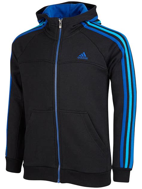Adidas Boys Essentials 3 Stripes Full Zip Hoodie Blackblue At John