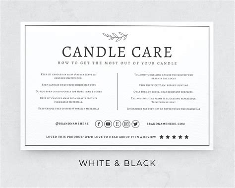 Candle Care Card Template Free Adriene Lokken