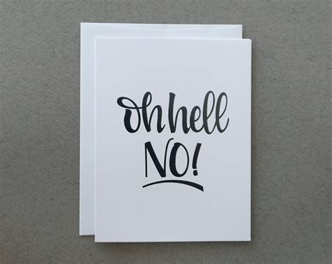 Oh Hell No Greeting Card Funny Card Oh Hell Yeah Etsy