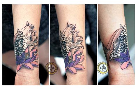 Kỉ thuật xăm vẩy cá chép bằng kim 23rm nhanh ăn màu no,bạn có thể trải nghiệm theo video(tomakiet). Lotus and Koi fish tattoo by Tadashi | Xăm