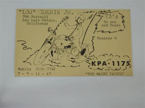 Vintage Amateur Ham Radio Qsl Postcard Card Kpa 1175 The Maine Yacker Ca 945 Picclick